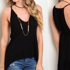 🆕🇺🇸 Black Strappy V-Neck Asymmetric Top